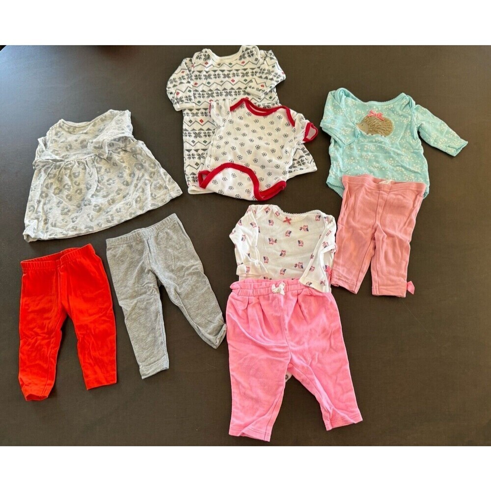 LOT Beautiful Baby Girl infant 3M BUNDLE 9pcs Mix dress pants rompers Christmas